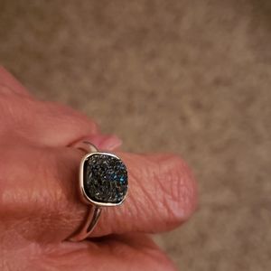 BLACK DRUZY RING SS 925